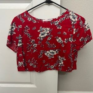 Red floral crop top